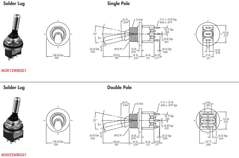 M Series Dual Seal Waterproof Toggles NKK Mouser